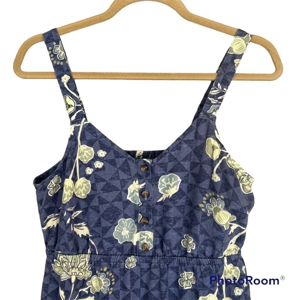 Sonoma Linen Blend Floral Midi Maxi Sundress Blue Sleeveless Small - Picture 4 of 12
